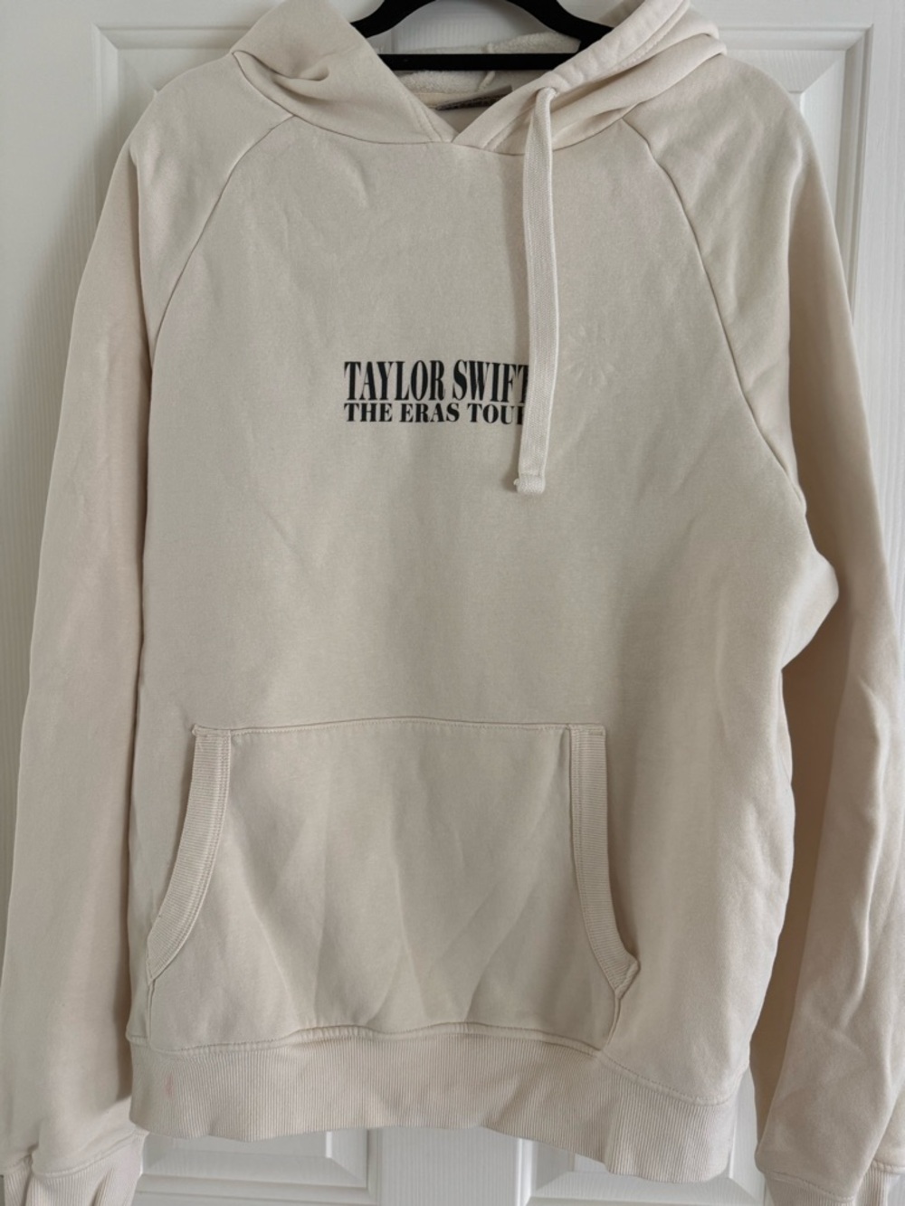 Taylor Swift Cream Pullover Hoodie with Black Logo